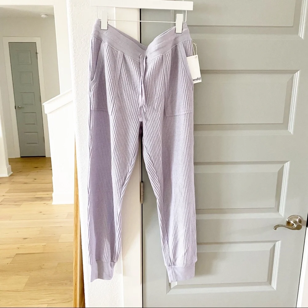 NWT Splendid Firestone Ribbed Waffle Knit Drawstring Joggers Sweatpants - Picture 3 of 6